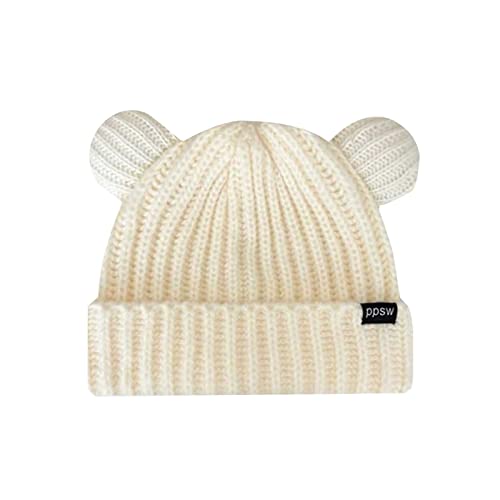 Orbgons Unisex Mütze Süßer Bär Beanie Damen Herren Strickmütze Niedliche Bären-Wollmütze, Damen-Strickmütze, warme Ohrenmütze für Herren Warm für Herbst Wintermütze von Orbgons