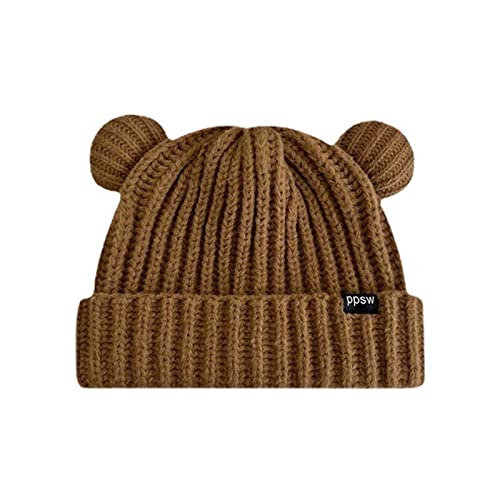 Orbgons Unisex Mütze Süßer Bär Beanie Damen Herren Strickmütze Niedliche Bären-Wollmütze, Damen-Strickmütze, warme Ohrenmütze für Herren Warm für Herbst Wintermütze von Orbgons