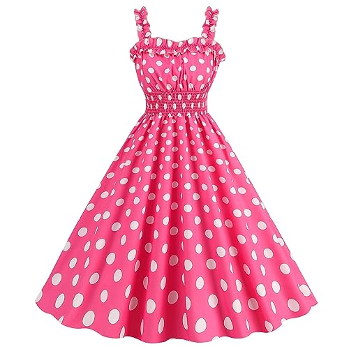 Rockabilly Kleider Damen Petticoat Kleid 1950er Kleider Kurzarm V-Ausschnitt Polka Dot Swing Tunika a Linie Solides Cocktailkleid Hochzeit Partykleid Rockabilly Kleid Ballkleid Weißes Kleid (XXL) von Orbgons