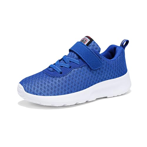 Sportschuhe Kinder Jungen Mädchen Modische Ganzjahres Hallenschuhe Turnschuhe Leicht Mesh Straßenlaufschuhe Atmungsaktiv Walkingschuhe Traiil Running Minimalist Walking Schuhe Outdoor (1-Blue, 28) von Orbgons