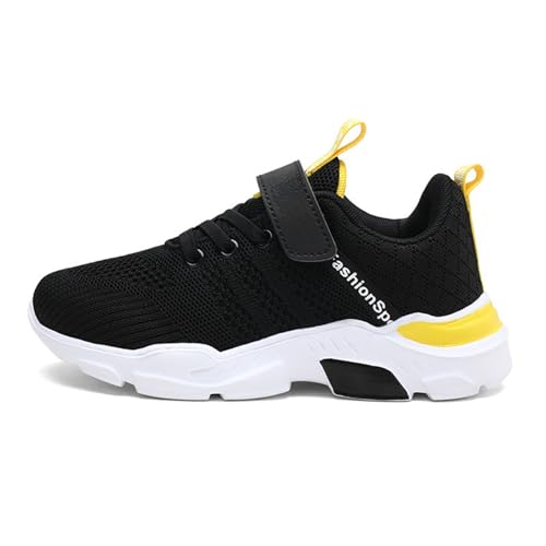 Sportschuhe Kinder Jungen Mädchen Modische Ganzjahres Hallenschuhe Turnschuhe Leicht Mesh Straßenlaufschuhe Atmungsaktiv Walkingschuhe Traiil Running Minimalist Walking Schuhe Outdoor (c-Yellow, 35) von Orbgons