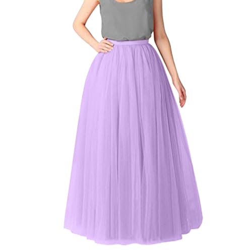 Tüllrock Lang Damen, Lang Elastische Tüll Rock Elastischer Bund Tüllrock schwarzer Regenbogen Tüllrock Petticoat Unregelmäßiges Netz Täglich Abschlussball Party Karneval (02 Purple, One Size) von Orbgons