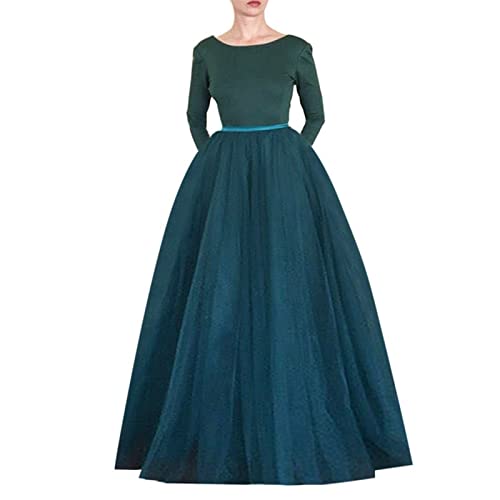 Tüllrock Lang Damen, Lang Elastische Tüll Rock Elastischer Bund Tüllrock schwarzer Regenbogen Tüllrock Petticoat Unregelmäßiges Netz Täglich Abschlussball Party Karneval (03 Blue #5, One Size) von Orbgons