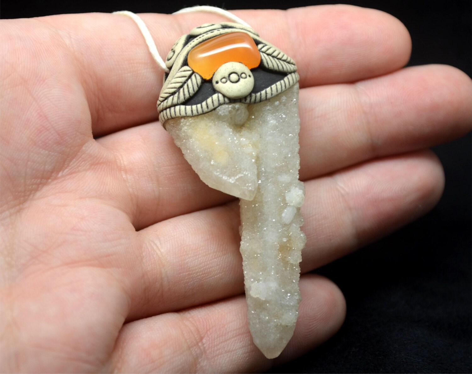 Feen Quarz Anhänger Mit Karneol/Spirit Schmuck Twin Crystal Elestial Ton Handgemachter Kaktus Feen Quarz Anhänger Mit Karneol/Spirit Schmuck Twin Crystal Elestial Ton Handgemachter Kaktus von OrbyCorb