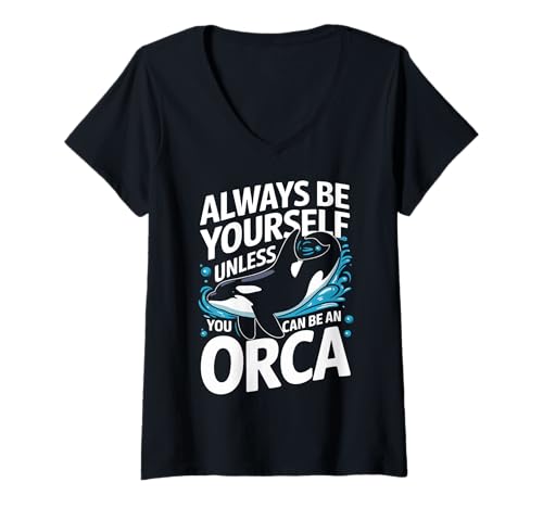 Damen Orca Sei Immer du selbst, es sei denn, du Kannst EIN Orca Sein T-Shirt mit V-Ausschnitt Damen Orca Sei Immer du selbst, es sei denn, du Kannst EIN Orca Sein T-Shirt mit V-Ausschnitt von Orca Whale Ocean