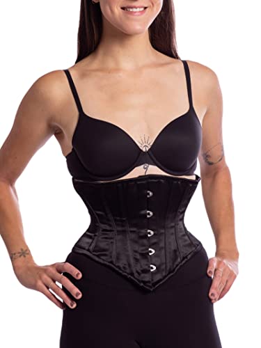 Orchard Corset CS-201 Damen Unterbrustkorsett aus Satin mit Stahlstäben - Schwarz - 22" (Taille 26/28") von Orchard Corset