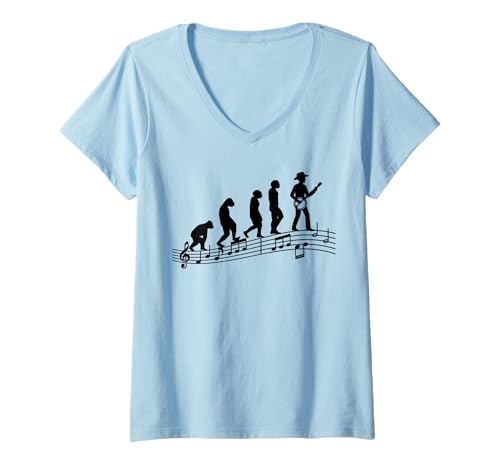 Damen Evolution Banjo Bluegrass-Festival Country-Musik Banjo T-Shirt mit V-Ausschnitt von Orchester-Musik-Instrument Zubehör Geschenke Shirt