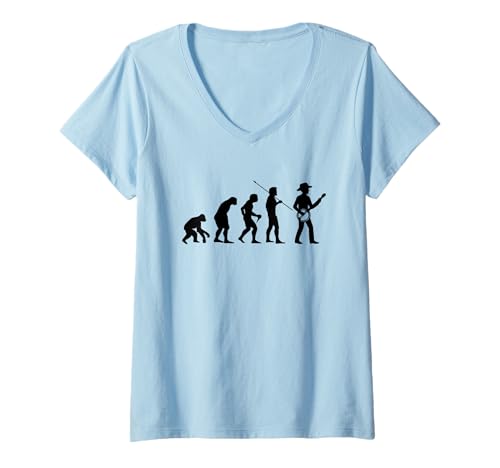 Damen Evolution Banjo Bluegrass-Festival Country-Musik Banjo T-Shirt mit V-Ausschnitt von Orchester-Musik-Instrument Zubehör Geschenke Shirt
