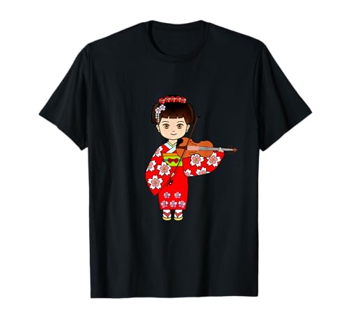 Japanisches Mädchen spielt Violine oder Bratsche Musik Cute Violinist T-Shirt von Orchestra Classic Musician Gift Tee Shop