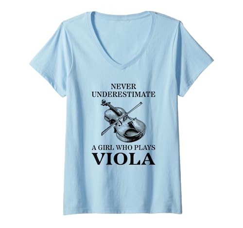 Damen Unterschätze Niemals EIN Mädchen, das Bratsche spielt T-Shirt mit V-Ausschnitt Damen Unterschätze Niemals EIN Mädchen, das Bratsche spielt T-Shirt mit V-Ausschnitt von Orchestra Music Girl Viola Player