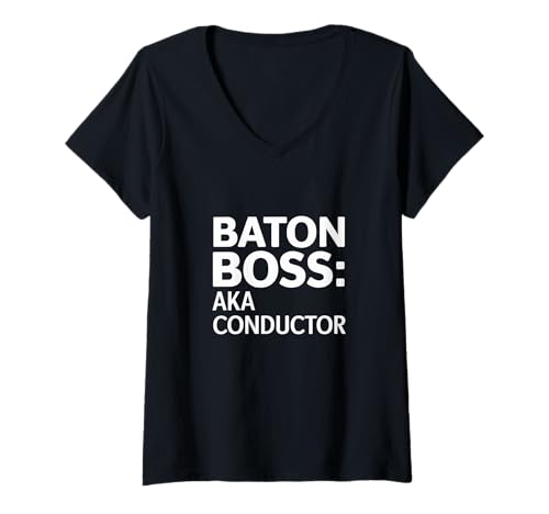 Damen Baton Boss AKA Dirigent Music Orchestra Band Director T-Shirt mit V-Ausschnitt von Orchestral Musicians Bandleaders Students