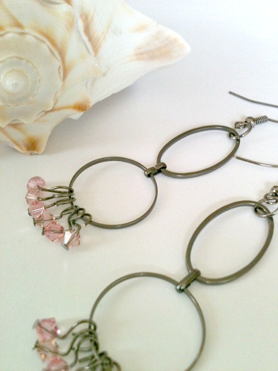 Handmade Rosa Swarovski Kristall Ohrringe von Orchiada