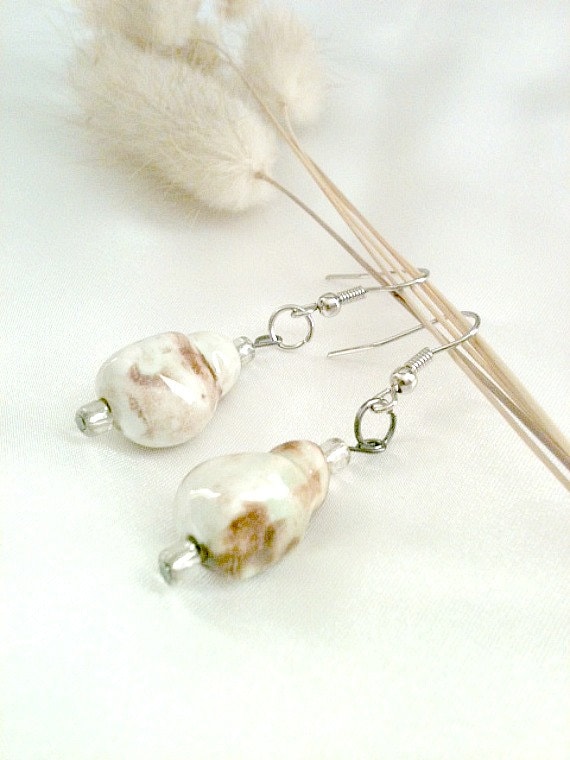 Schildpatt Ohrringe Braun Und Beige Marmoriert Handmade Schildpatt Ohrringe Braun Und Beige Marmoriert Handmade von Orchiada