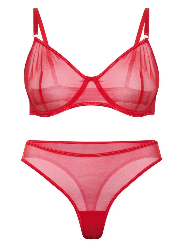 Orchibelle Set: Bügel-BH Dessous-Set für Damen – Transparente Unterwäsche mit BH und String (Set, 2-tlg., mit Tanga) Lingerie-Set – Bequemer Mesh-BH mit Slip für den Alltag von Orchibelle