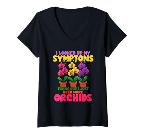 Damen Ich Brauche einfach mehr Orchideen T-Shirt mit V-Ausschnitt Damen Ich Brauche einfach mehr Orchideen T-Shirt mit V-Ausschnitt von Orchid Flower Botanical