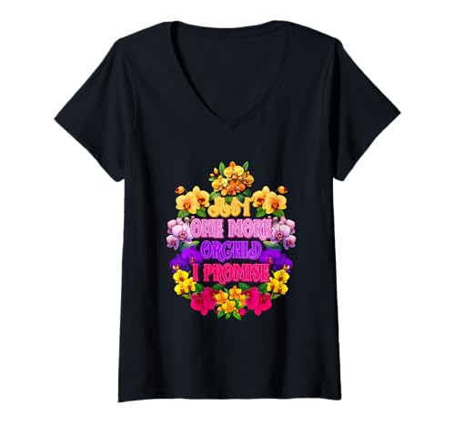 Damen Nur noch eine Orchidee, versprochen T-Shirt mit V-Ausschnitt Damen Nur noch eine Orchidee, versprochen T-Shirt mit V-Ausschnitt von Orchid Flower Botanical