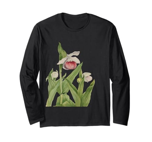 Rosa und Weiß Damen Slipper Botanical Vector Langarmshirt von Orchid Flower Gifts & Orchid Flora Tees by taiche