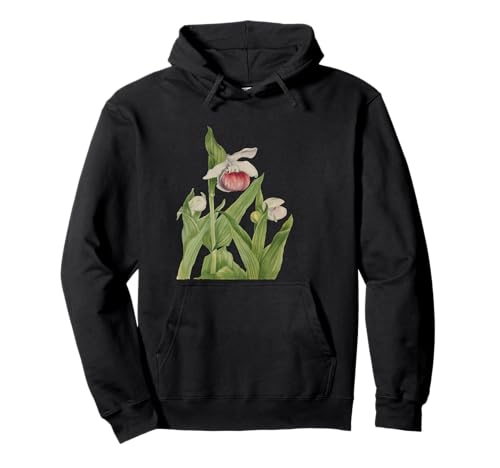 Rosa und Weiß Damen Slipper Botanical Vector Pullover Hoodie von Orchid Flower Gifts & Orchid Flora Tees by taiche