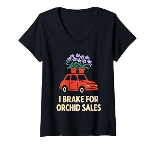 Damen Orchideenzüchter Whisperer Mom Seltene Pflanze Botanischer Gärtner T-Shirt mit V-Ausschnitt von Orchid Lover Rare Plant Grower Botanical Gardener