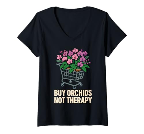Damen Orchideenzüchter Whisperer Mom Seltene Pflanze Botanischer Gärtner T-Shirt mit V-Ausschnitt von Orchid Lover Rare Plant Grower Botanical Gardener