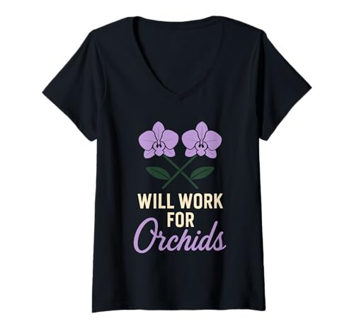 Damen Orchideenzüchter Whisperer Mom Seltene Pflanze Botanischer Gärtner T-Shirt mit V-Ausschnitt von Orchid Lover Rare Plant Grower Botanical Gardener
