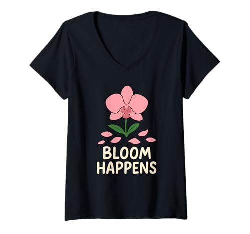 Damen Orchideenzüchter Whisperer Mom Seltene Pflanze Botanischer Gärtner T-Shirt mit V-Ausschnitt von Orchid Lover Rare Plant Grower Botanical Gardener