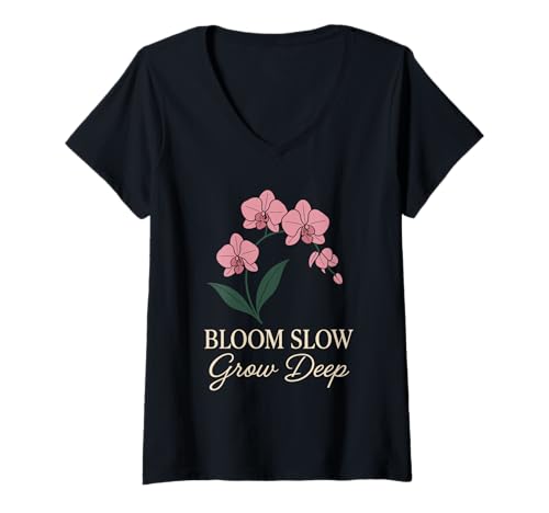 Damen Orchideenzüchter Whisperer Mom Seltene Pflanze Botanischer Gärtner T-Shirt mit V-Ausschnitt Damen Orchideenzüchter Whisperer Mom Seltene Pflanze Botanischer Gärtner T-Shirt mit V-Ausschnitt von Orchid Lover Rare Plant Grower Botanical Gardener