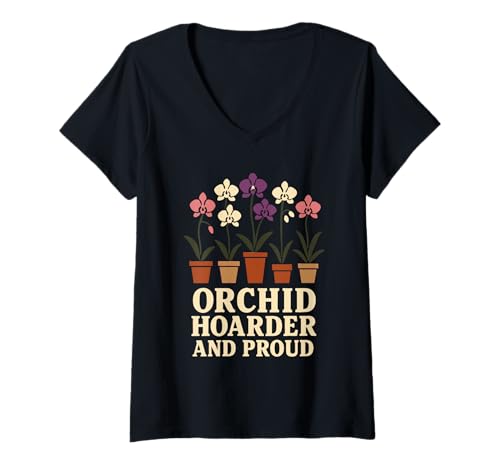 Damen Orchideenzüchter Whisperer Mom Seltene Pflanze Botanischer Gärtner T-Shirt mit V-Ausschnitt von Orchid Lover Rare Plant Grower Botanical Gardener