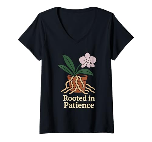 Damen Orchideenzüchter Whisperer Mom Seltene Pflanze Botanischer Gärtner T-Shirt mit V-Ausschnitt von Orchid Lover Rare Plant Grower Botanical Gardener