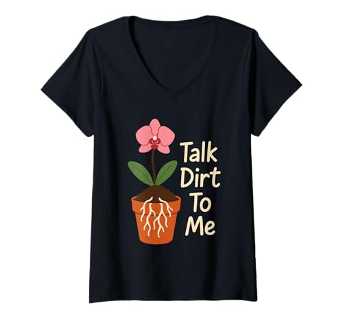 Damen Orchideenzüchter Whisperer Mom Seltene Pflanze Botanischer Gärtner T-Shirt mit V-Ausschnitt von Orchid Lover Rare Plant Grower Botanical Gardener