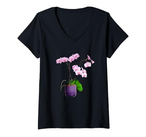 Damen Orchidee Blume - Pflanzenliebhaber Florist T-Shirt mit V-Ausschnitt Damen Orchidee Blume - Pflanzenliebhaber Florist T-Shirt mit V-Ausschnitt von Orchid designs for Orchid Lover