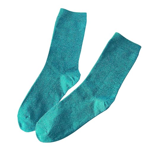 Orcle 2 Paar Damen-Socken, Glitzer, knöchelhoch, Retro-Socken, blau, Einheitsgröße von Orcle