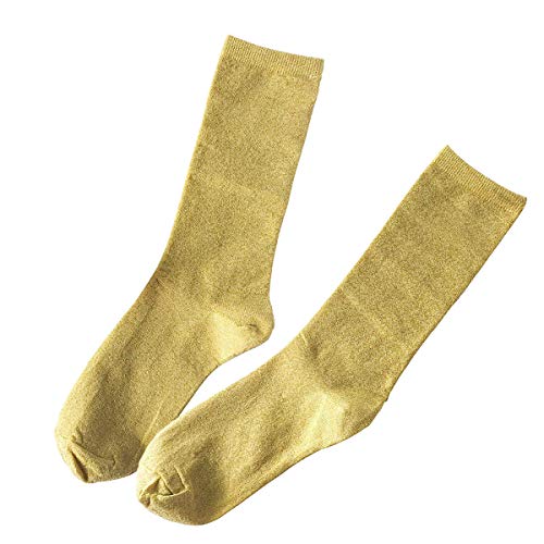 Orcle 2 Paar Damen-Socken, Glitzer, knöchelhoch, Retro-Socken, gold, Einheitsgröße von Orcle