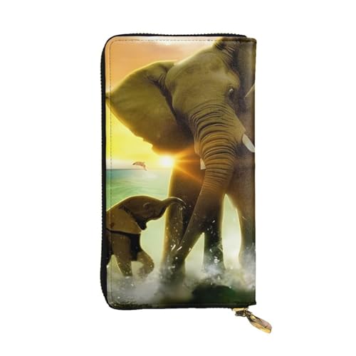 Afrika Elefant Druck Lange Leder Geldbörse für Männer Frauen Wasserdicht Tragbare Clutch Tasche Münzbörse für Reisen Mädchen Einkaufen Büro Geschenk, Schwarz , Einheitsgröße von OrcoW