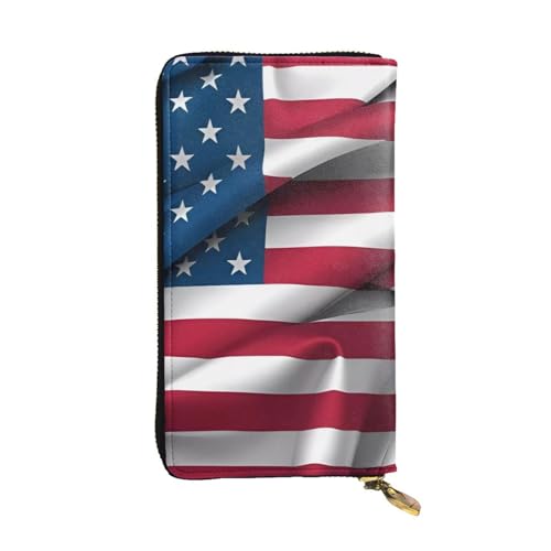 Amerikanische Flagge Druck Lange Leder Geldbörse für Männer Frauen Wasserdicht Tragbare Clutch Tasche Münzbörse für Reisen Mädchen Einkaufen Büro Geschenk, Schwarz , Einheitsgröße von OrcoW