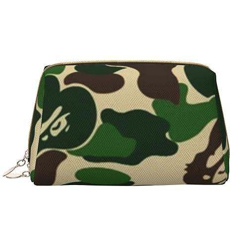 Aniaml Kosmetiktasche aus Leder, Camouflage-Motiv, tragbar, wasserdicht, Make-up-Tasche, Reise-Kulturbeutel, Make-up-Organizer für Mädchen, Frauen, Ehefrau, Geschenk, weiß, Einheitsgröße von OrcoW