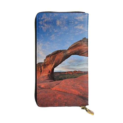 Arches National Park Print Leder Geldbörse Lange Geldbörse Clutch Tasche Münzfach Reise Brieftasche Wasserdicht Kreditkartenetui für Männer Frauen, Schwarz , Einheitsgröße von OrcoW