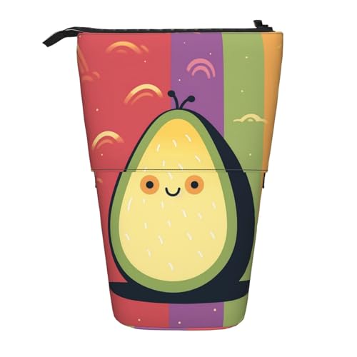 Avocado Rainbow Stehendes Federmäppchen, niedliche Stifttasche, Teleskop-Schreibwaren-Tasche, Make-up-Kosmetiktasche für Damen, Büro von OrcoW