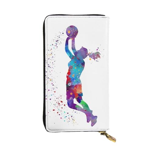 Basketball Mädchen Muster Druck Lange Leder Geldbörse für Männer Frauen Wasserdicht Tragbare Clutch Tasche Münzbörse für Reisen Mädchen Einkaufen Büro Geschenk, Schwarz , Einheitsgröße von OrcoW