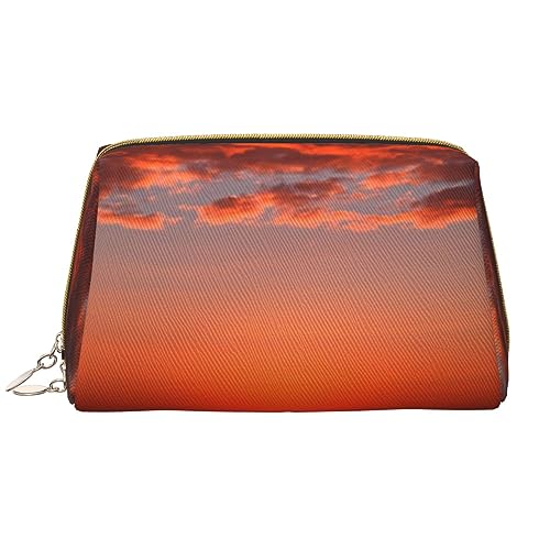 Best Sunset Summer Print Leather Cosmetic Bag Portable Waterproof Makeup Bag Travel Toiletry Bag Makeup Organizer for Girls Women Wife Gift, weiß, Einheitsgröße von OrcoW