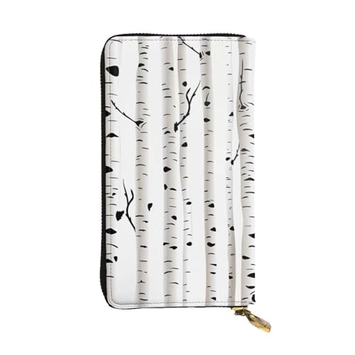 Birke Tree Print Lange Leder Geldbörse für Männer Frauen Wasserdicht Tragbare Clutch Tasche Münzbörse für Reisen Mädchen Einkaufen Büro Geschenk, Schwarz , Einheitsgröße von OrcoW