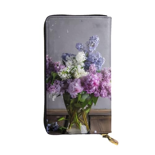 Blumen Drucken Lange Leder Geldbörse für Männer Frauen Wasserdichte Tragbare Clutch Tasche Münzbörse für Reisen Mädchen Einkaufen Büro Geschenk, Schwarz , Einheitsgröße von OrcoW