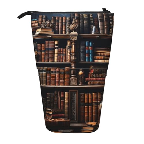 Bücherregal Stehendes Federmäppchen, niedliche Stifttasche, Teleskop-Schreibwaren-Tasche, Make-up-Kosmetiktasche für Damen, Büro von OrcoW