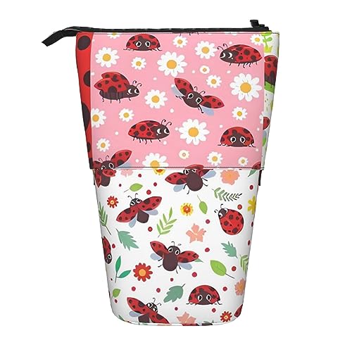 Cartoon Marienkäfer Ständer Bleistifthalter Einziehbare Teleskop Bleistift Fall Niedlich Stift Tasche Pop Up Bleistift Tasche Tragbare Multifunktionale Make-up Tasche Schreibwaren Organizer für Schule von OrcoW