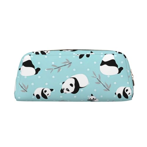 Cartoon Panda Bear Printed Pencil Case Leather Makeup Bag Portable Travel Toiletry Bag Zipper Small Storage Bag for Women Girls, gold, Einheitsgröße, Kulturbeutel von OrcoW