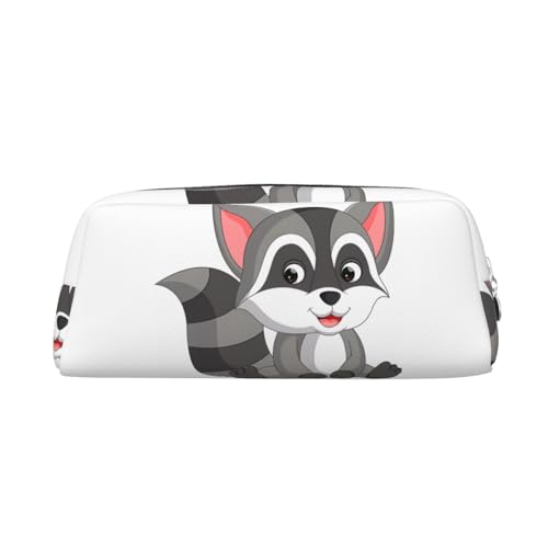 Cartoon Waschbär gedruckt Federmäppchen Leder Make-up Tasche Tragbare Reise Kulturbeutel Reißverschluss Kleine Aufbewahrungstasche für Frauen Mädchen, silber, Einheitsgröße, Kulturbeutel von OrcoW