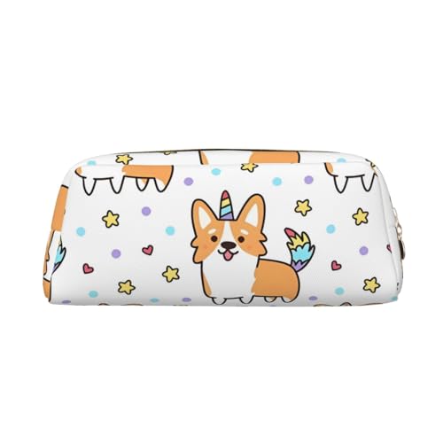 Corgi Bedrucktes Federmäppchen Leder Make-up Tasche Tragbare Reise Kulturbeutel Reißverschluss Kleine Aufbewahrungstasche für Frauen Mädchen, gold, Einheitsgröße, Kulturbeutel von OrcoW