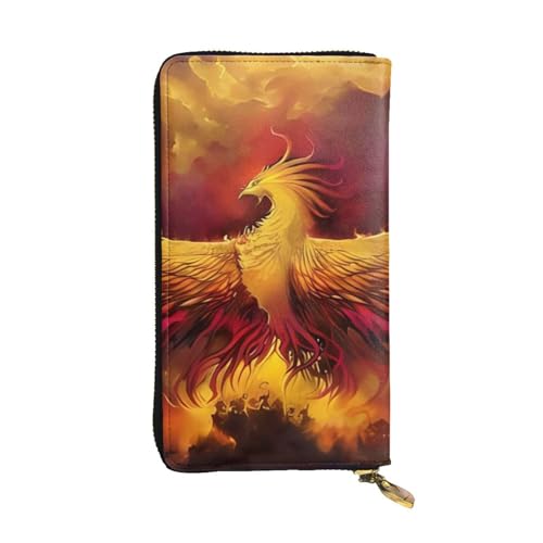 Fantasy Phoenix Print Lange Leder Geldbörse für Männer Frauen Wasserdicht Tragbare Clutch Tasche Münzbörse für Reisen Mädchen Einkaufen Büro Geschenk, Schwarz , Einheitsgröße von OrcoW