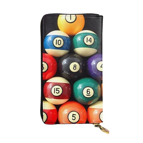 Farbe Billard Druck Lange Leder Brieftasche für Männer Frauen Wasserdichte Tragbare Clutch Tasche Geldbörse für Reise Mädchen Einkaufen Büro Geschenk, Schwarz , Einheitsgröße von OrcoW