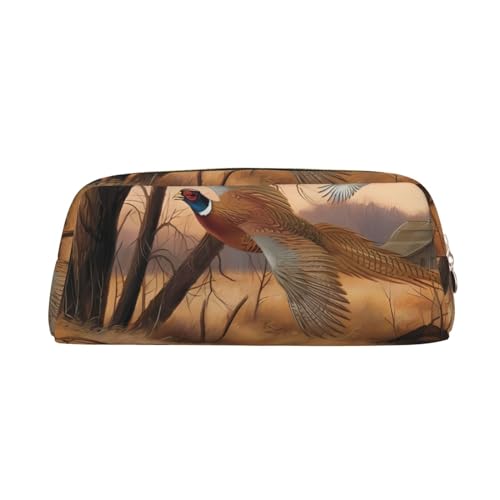 Fasan Jagd Gedruckt Federmäppchen Leder Make-up Tasche Tragbare Reise Kulturbeutel Reißverschluss Kleine Aufbewahrungstasche für Frauen Mädchen, gold, Einheitsgröße, Kulturbeutel von OrcoW